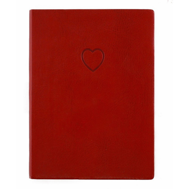 Red Embossed Heart Writing Journal - Lined Pages