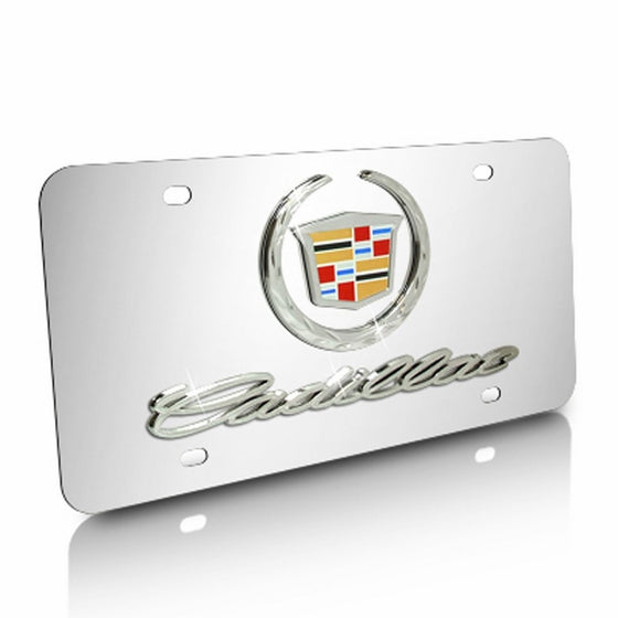 Cadillac Chrome Logo and Name on Chrome License Plate