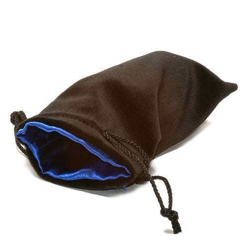 5"X8" Black Velvet Dice Bag with Blue Satin Lining by Koplow Games