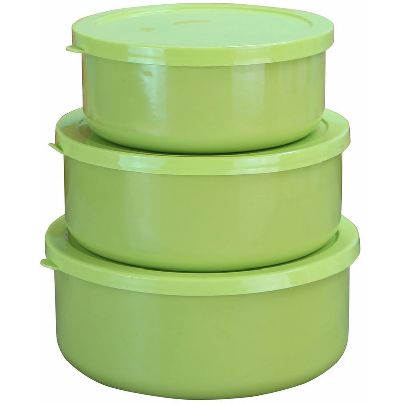 Calypso Basics by Reston Lloyd 6-Piece Enamel on Steel Bowl/Storage Set, Lime