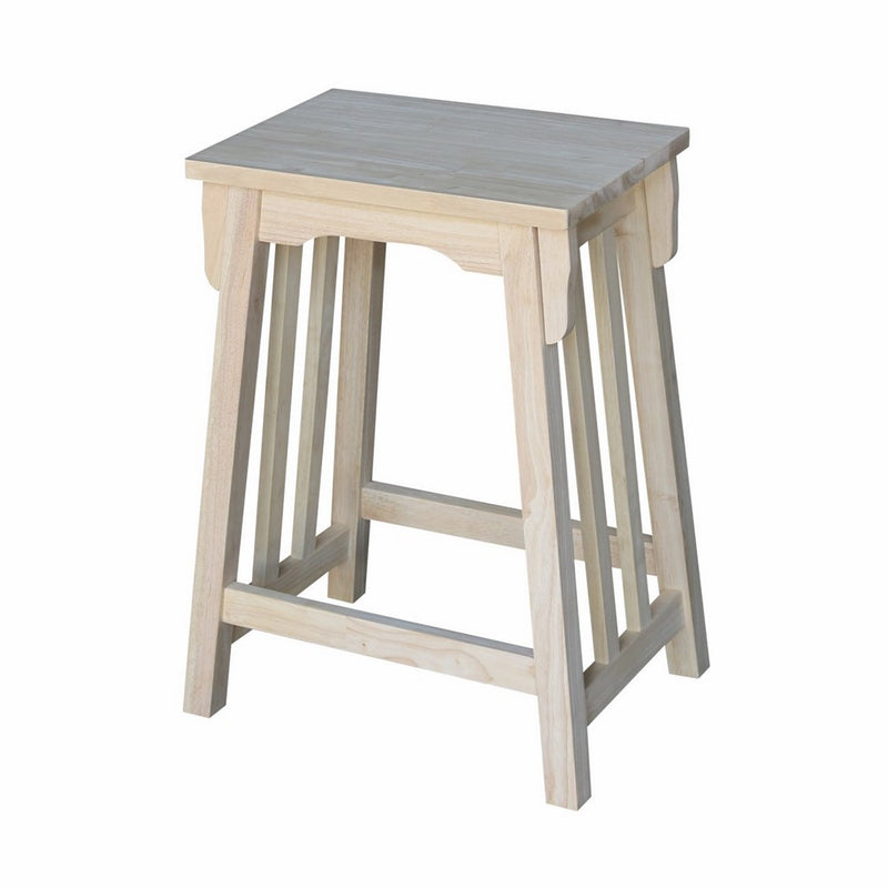 International Concepts S-324 24-Inch Mission Counter Height Stool, Unfinished