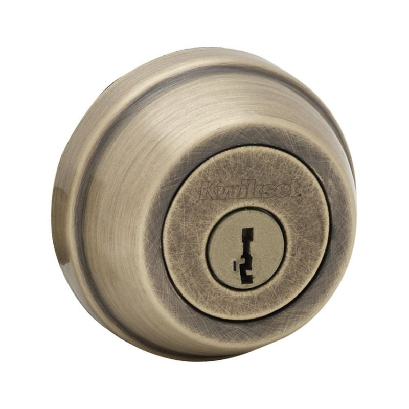 Kwikset 780 Single Cylinder Deadbolt featuring SmartKey in Antique Brass