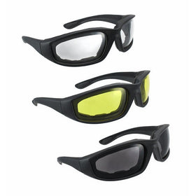 3 Pair Motorcycle Riding Glasses Smoke Clear Yellow