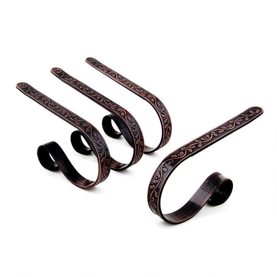 The Original MantleClip - 4 pack - Holly Embossed Design - Oil-Rubbed Bronze