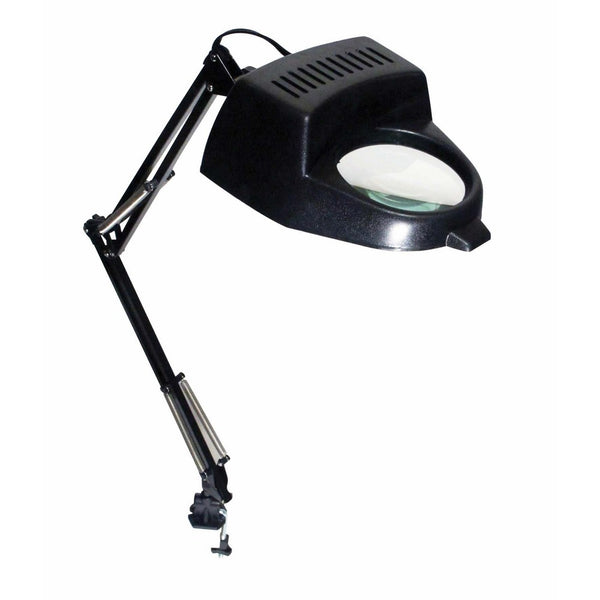 SE MC327B 2X Illuminated Table Magnifier with Clamp, Black