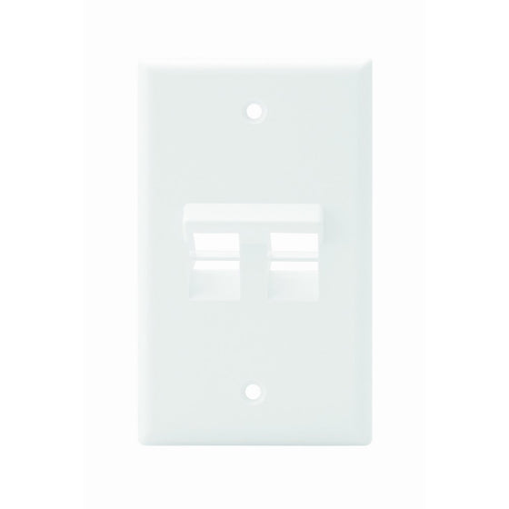 Leviton 41081-2WP Angled QuickPort Wallplate 2-Port, Single Gang, White