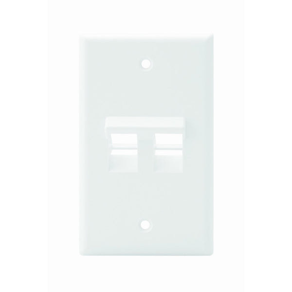 Leviton 41081-2WP Angled QuickPort Wallplate 2-Port, Single Gang, White