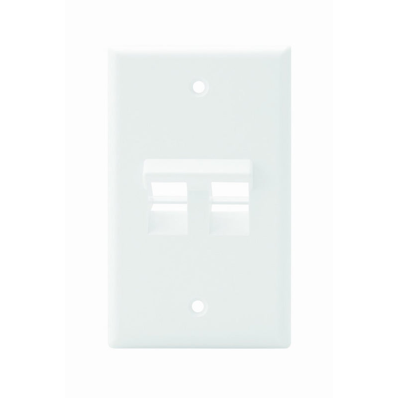 Leviton 41081-2WP Angled QuickPort Wallplate 2-Port, Single Gang, White