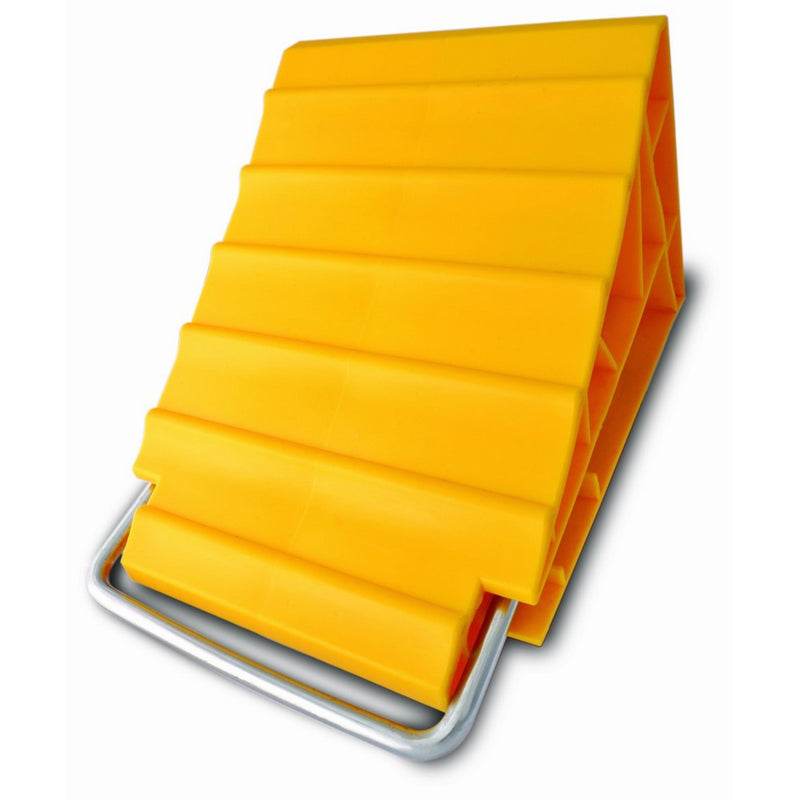 Maxsa Parking Stop & Chock, Durable Plastic & Metal Chock with Rubber Grip to Keep Vehicles in Place, 37354