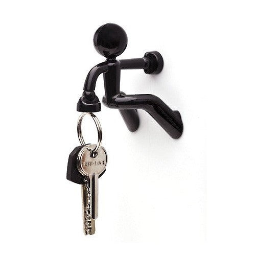 Peleg Design Key Pete Strong Magnetic Key Holder Hook Rack Magnet- Black