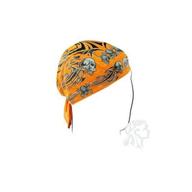 Zanheadgear Flydanna Bandanna, 100% Cotton, Orange Tribal Skull