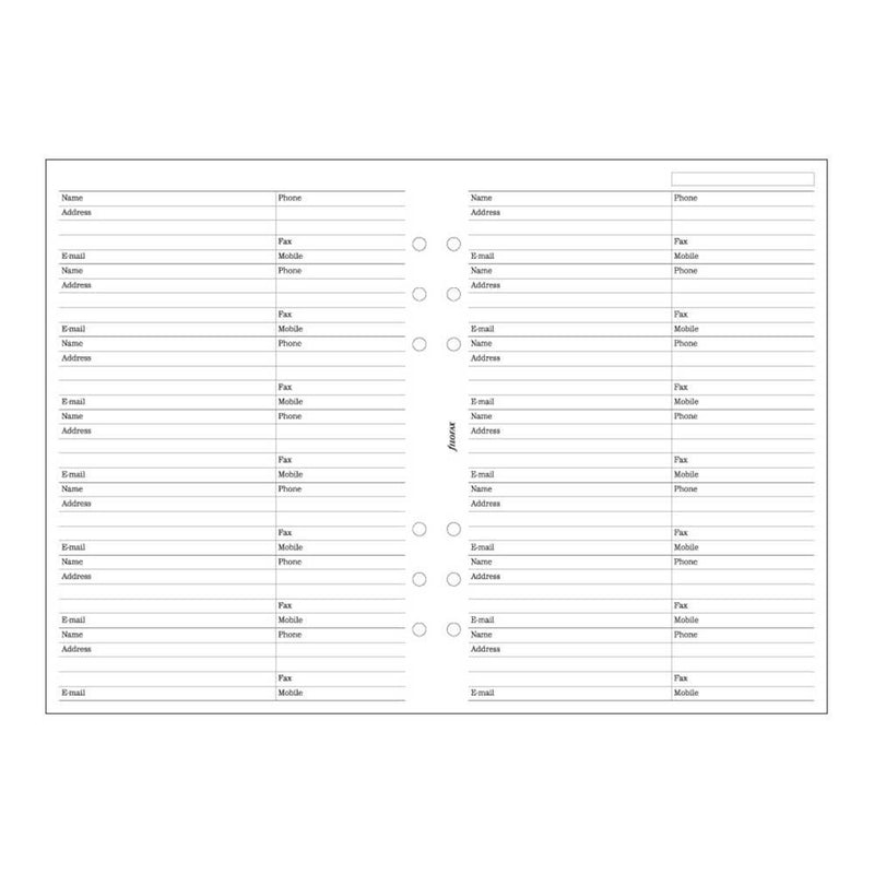 Filofax A5 Name/Address/Phone/Fax (B340206)