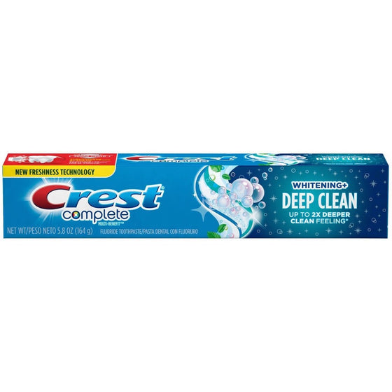 Crest Complete Whitening Plus Deep Clean Toothpaste, Effervescent Mint, 0.44 lb