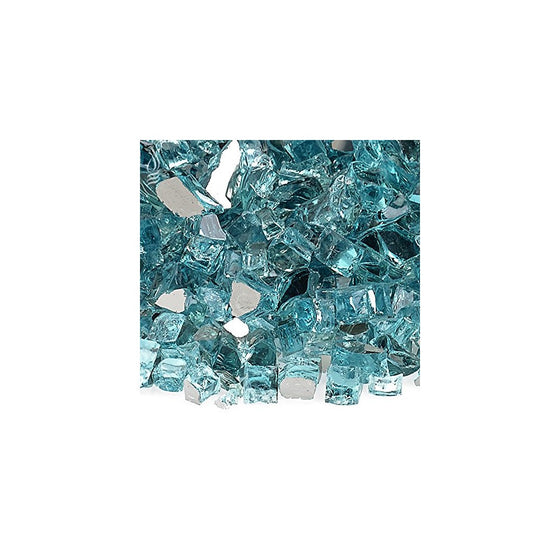 American Fireglass 10-Pound Reflective Fire Glass with Fireplace Glass and Fire Pit Glass, 1/4-Inch, Azuria Blue