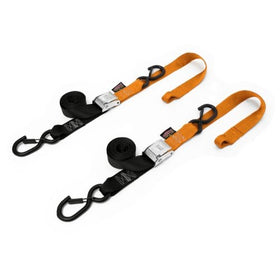 PowerTye 29629-S Black/Orange 1 1/2" X 6ft Cam Buckle Soft-Tye Secure Latch Tie-Downs with Integrated Soft Hooks