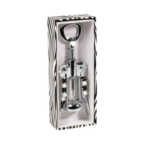 Wild Eye Designs Beaded Corkscrew Trendy Zebra Black and White Wine Collection