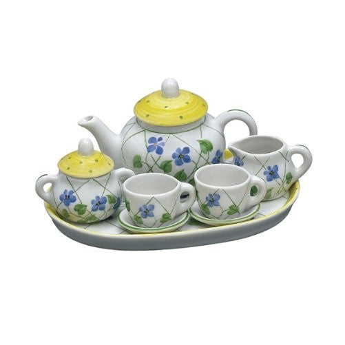 Andrea By Sadek Yellow Polka Dot Doll Size Tea Set