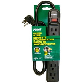 Prime Wire PB922009 6-Outlet Power Strip with Right Angle Plug and 14-3 SJT 3-Feet Cord