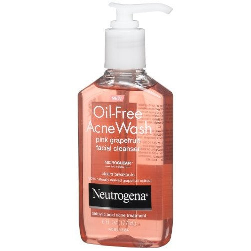 Neutrogena Oil-Free Acne Wash Pink Grapefruit Facial Cleanser 6.0 fl oz (Quantity of 2)