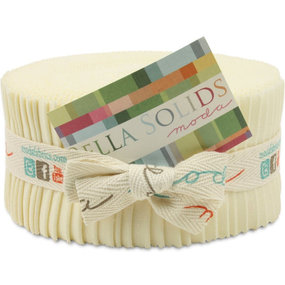 Moda Basics Bella Solids Snow 9900-11 Jelly Roll, 40 2.5x44-inch Cotton Fabric Strips