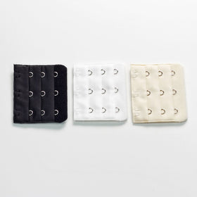 Pregnancy Bra Extender with Three-hooks (Value 3-Pack of Black, White and Beige)