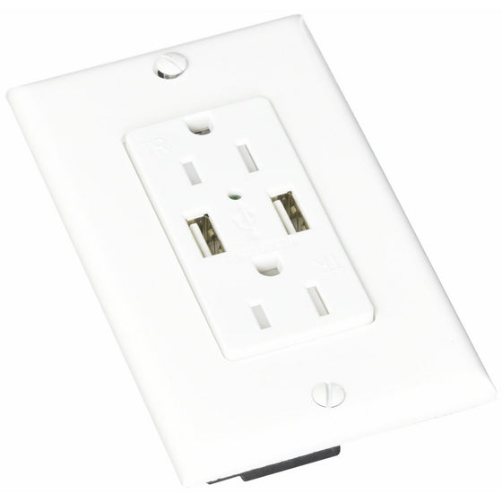 Diamond Group 61070USB White Dual USB Charger with Duplex Receptacle
