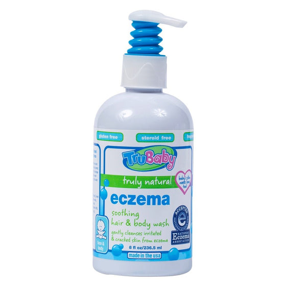 TruBaby Eczema Soothing Hair and Body Wash - Gently Cleanses and Moisturizes Sensitive Skin, Unscented, 8 oz