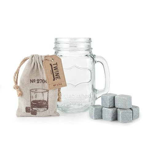 Twine Country Home Mason Jar Stein and Glacier Rocks Set by