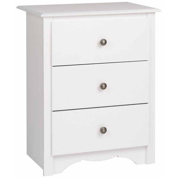 Prepac WDC-2403 Monterey Nightstand, Tall 3-Drawer, White