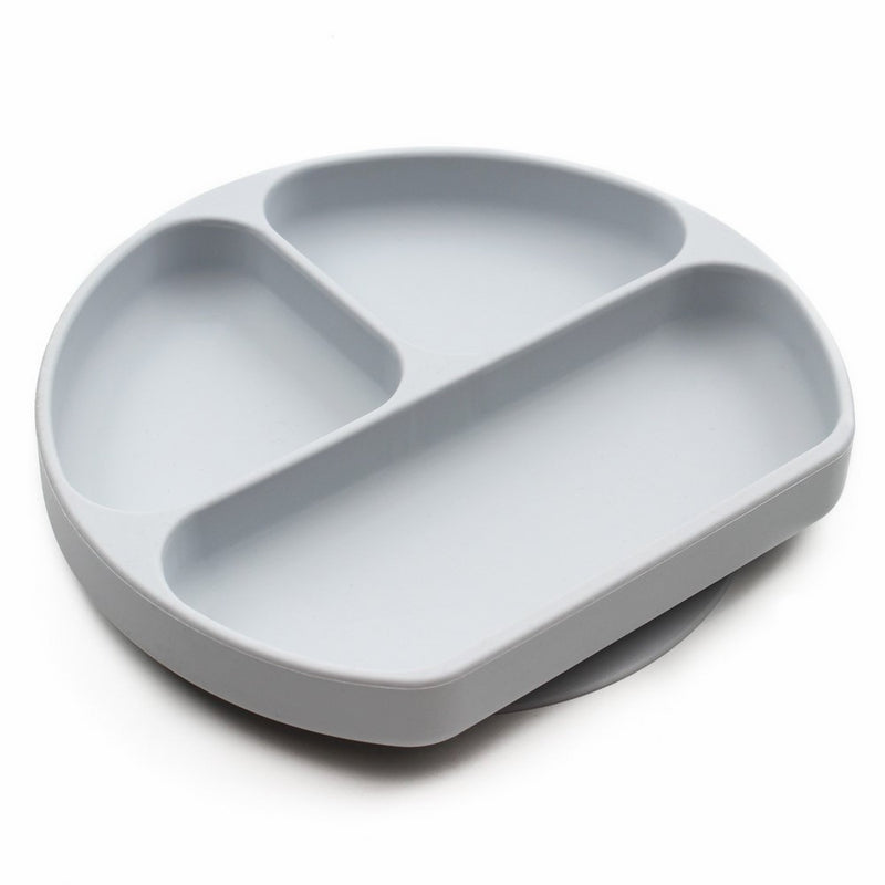 Bumkins Suction Silicone Baby & Kid Grip Dish, Gray