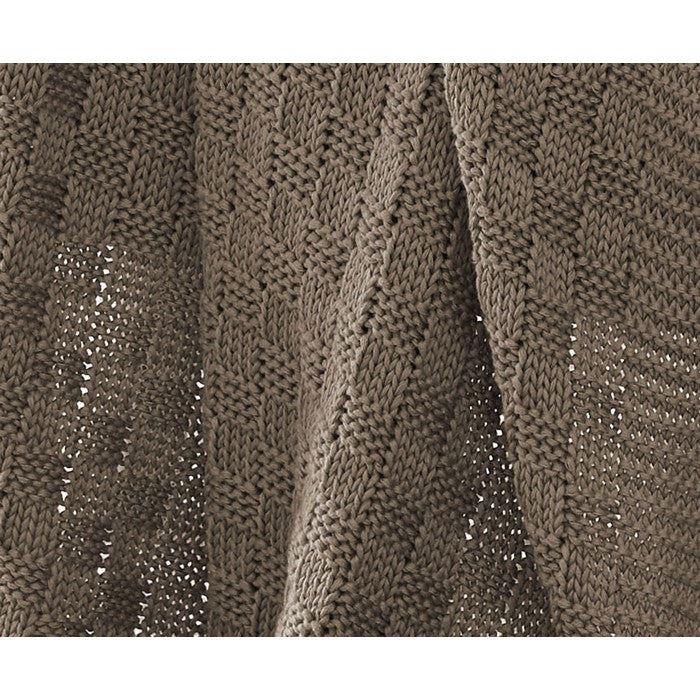 Lucca Cotton Cable Knitted Chunky Throw The Urban Port, Brown