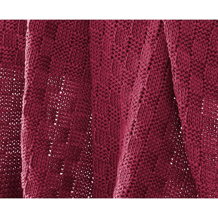 Lucca Cotton Cable Knitted Chunky Throw The Urban Port, Red