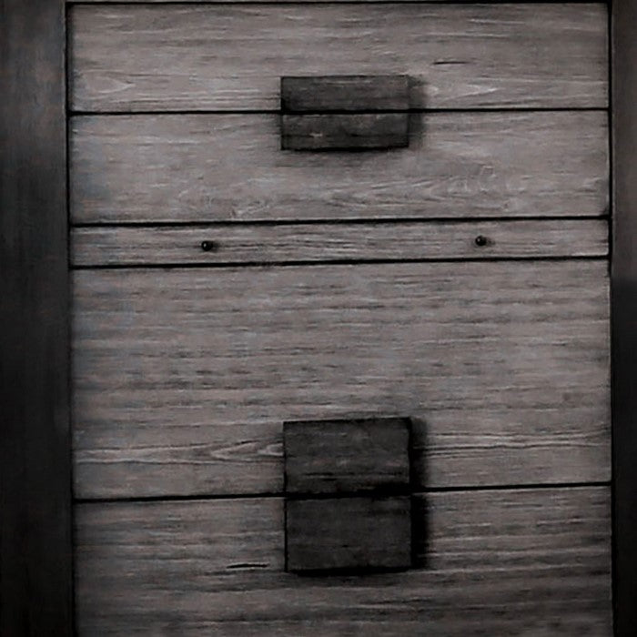 Wooden Chest with 4 Drawers and 1 Writing Tray, Gray and Black