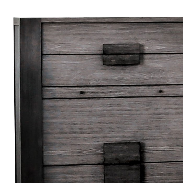 Wooden Chest with 4 Drawers and 1 Writing Tray, Gray and Black