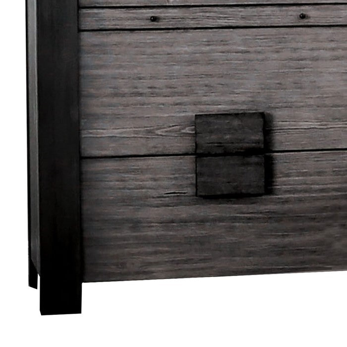 Wooden Chest with 4 Drawers and 1 Writing Tray, Gray and Black