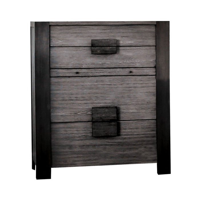 Wooden Chest with 4 Drawers and 1 Writing Tray, Gray and Black