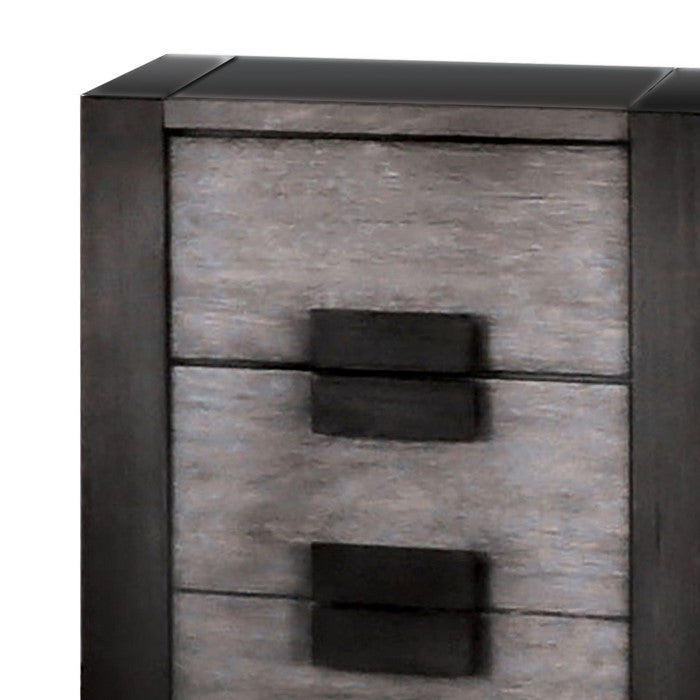 Transitional Wooden Nightstand with 3 Drawers Storage, Gray and Black