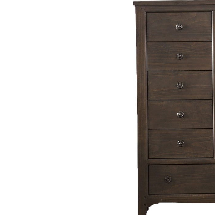 Wood and Metal Armoire with 6 Drawers and 1 Door Cabinet, Walnut Brown