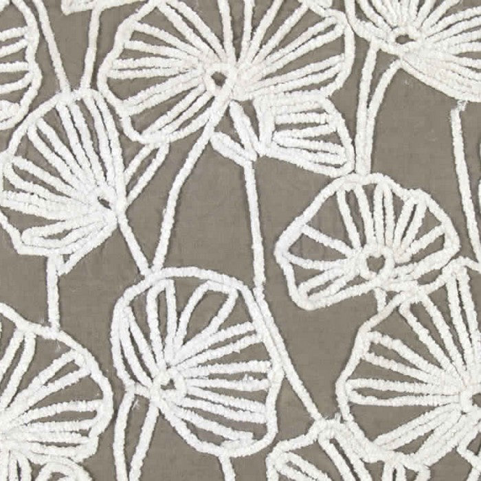 20 x 18 Inch Cotton Pillow with Floral Embroidery, Set of 2, White and Gray