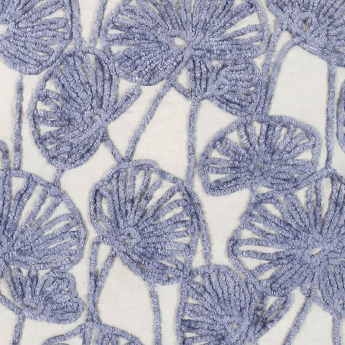 20 x 18 Inch Cotton Pillow with Floral Embroidery, Set of 2, White and Blue