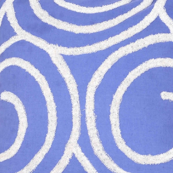 18 X 18 Inch Cotton Pillow with Spiral Embroidery, Set of 2, Blue and White