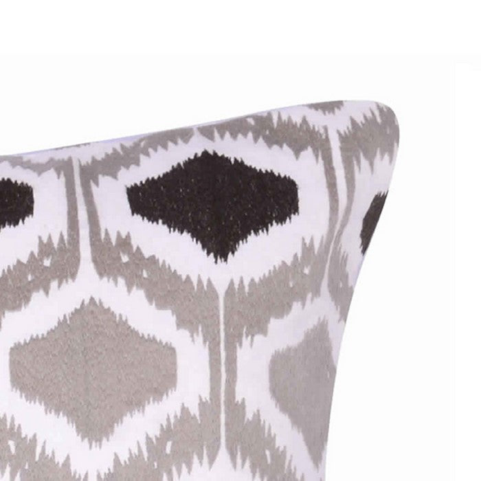 18 X 18 Inch Cotton Pillow with Ikat Embroidery, Set of 2, Multicolor