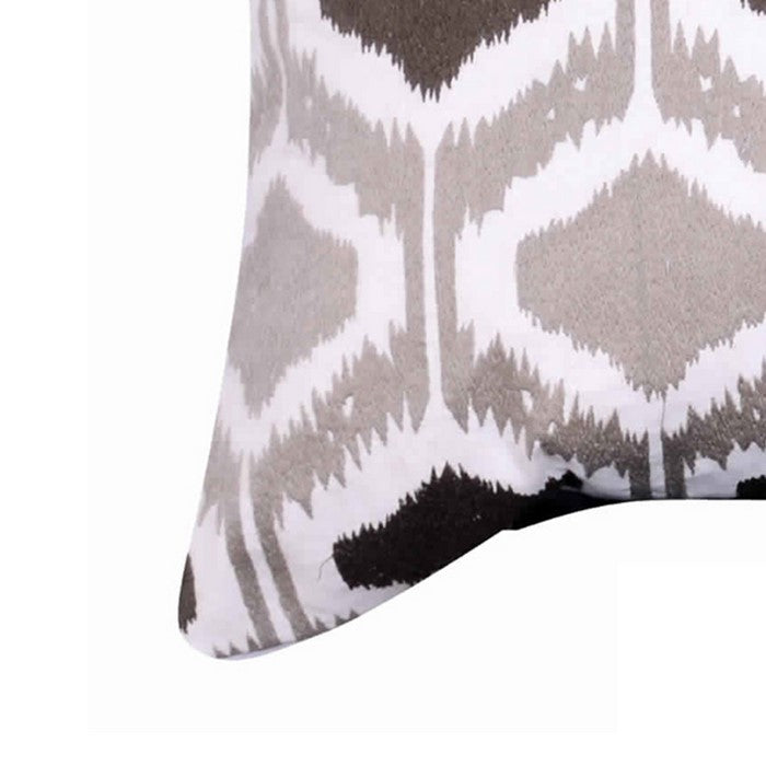 18 X 18 Inch Cotton Pillow with Ikat Embroidery, Set of 2, Multicolor