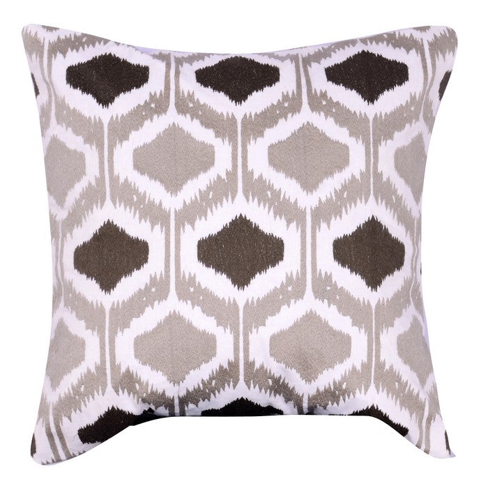 18 X 18 Inch Cotton Pillow with Ikat Embroidery, Set of 2, Multicolor