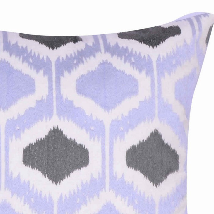 18 X 18 Inch Cotton Pillow with Ikat Pattern Embroidery, Set of 2, Multicolor