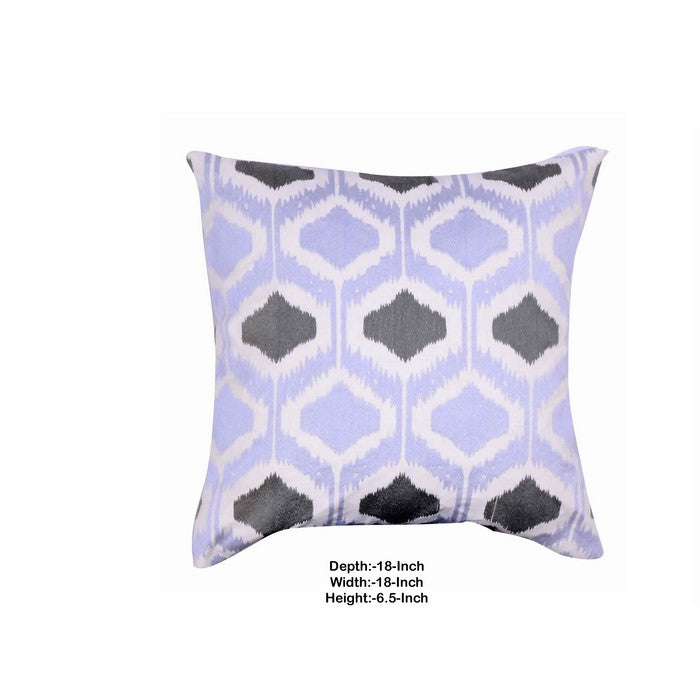18 X 18 Inch Cotton Pillow with Ikat Pattern Embroidery, Set of 2, Multicolor