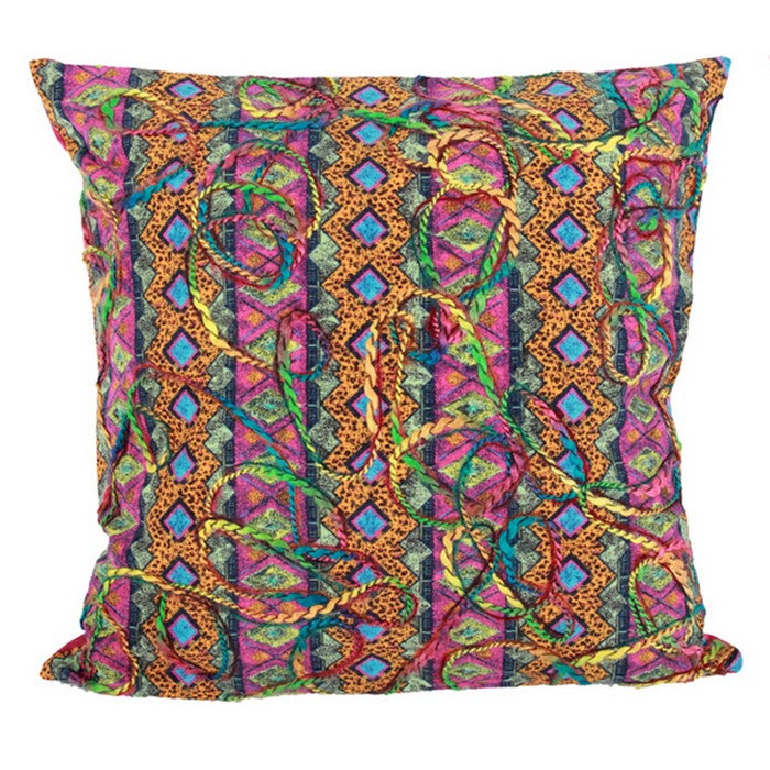 20 X 20 Inch Polyester Pillow with Intricate Embroidery, Set of 2, Multicolor