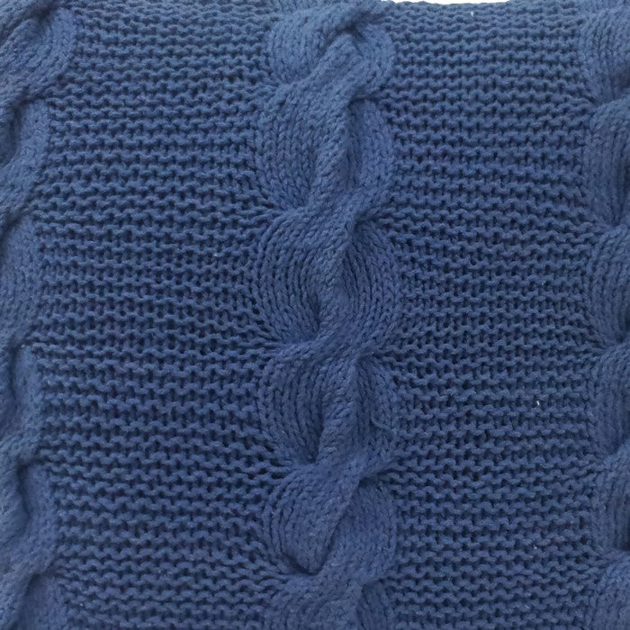 18 X 18 InchDecorative Cable Knit Hand Woven Cotton Pillow, Set of 2, Blue
