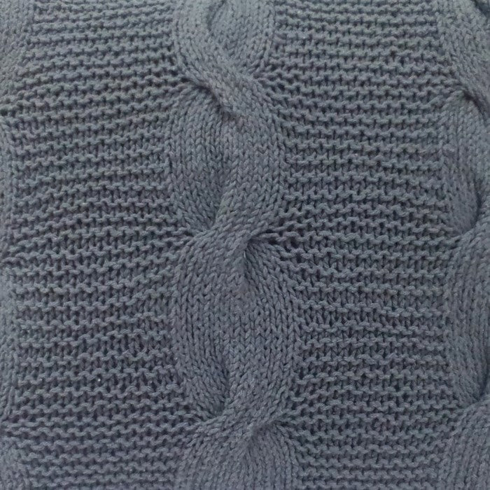18 X 18 Inch Cable Knit Hand Woven Cotton Pillow, Set of 2, Gray