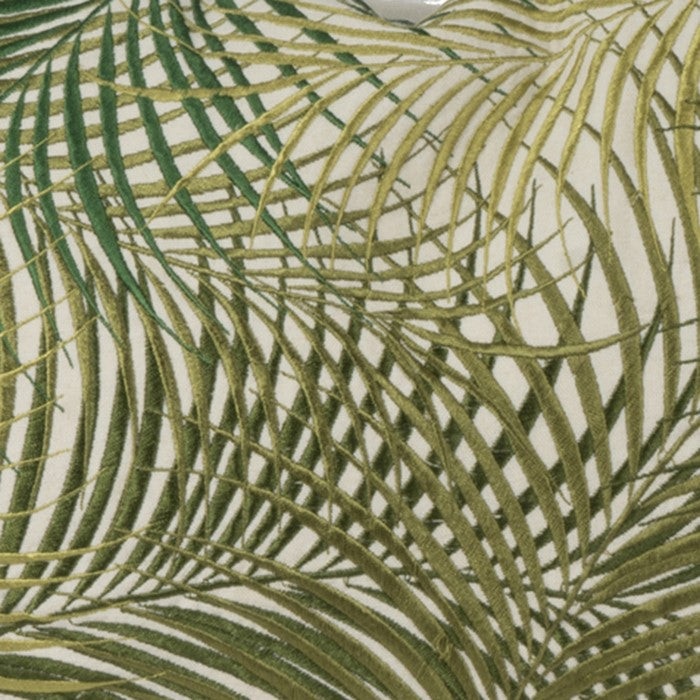 20 X 14 Inch Embroidered Pillow with Palm Leaf Design, Set of 2,White and Green